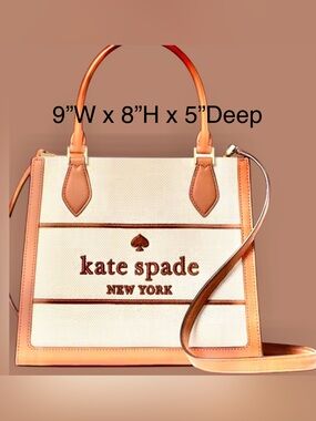 Kate Spade CHOOSE Tan OR Black Leather & Heavy Canvas/Structured NWT Ellie Tote